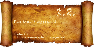 Karkus Reginald névjegykártya